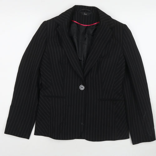 BHS Womens Black Striped Jacket Blazer Size 8 Button