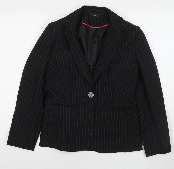 BHS Womens Black Striped Jacket Blazer Size 8 Button