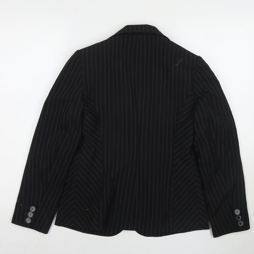 BHS Womens Black Striped Jacket Blazer Size 8 Button