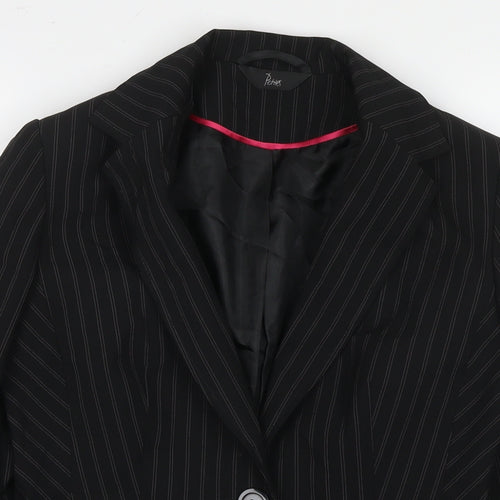 BHS Womens Black Striped Jacket Blazer Size 8 Button