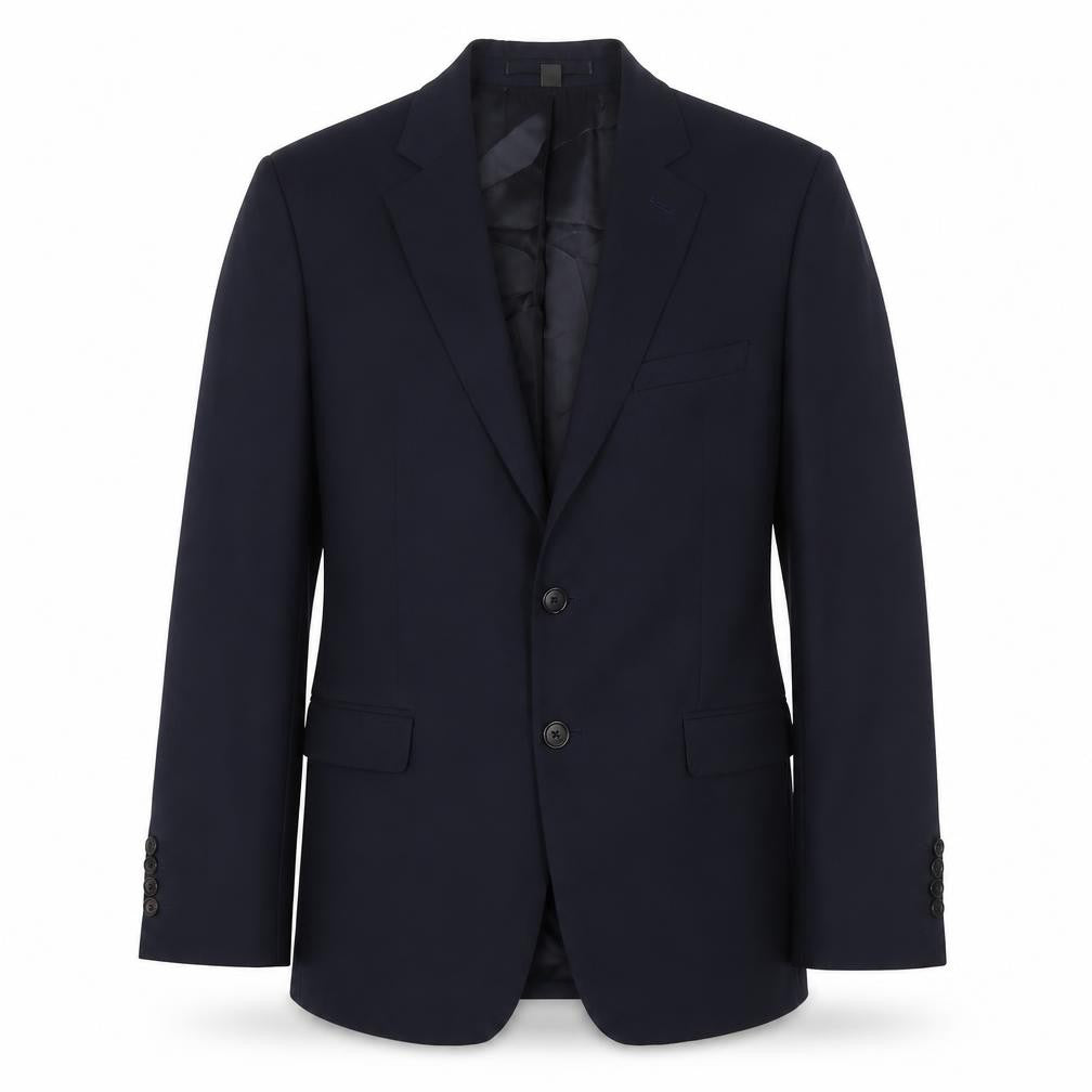 Front view of Marks & Spencer men’s blue polyester jacket suit jacket, size 40, regular