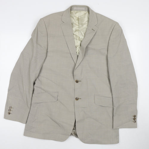 Karl Jackson Mens Beige Wool Jacket Suit Jacket Size 40 Regular