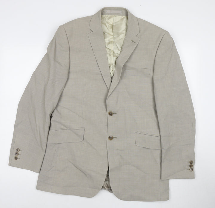 Karl Jackson Mens Beige Wool Jacket Suit Jacket Size 40 Regular
