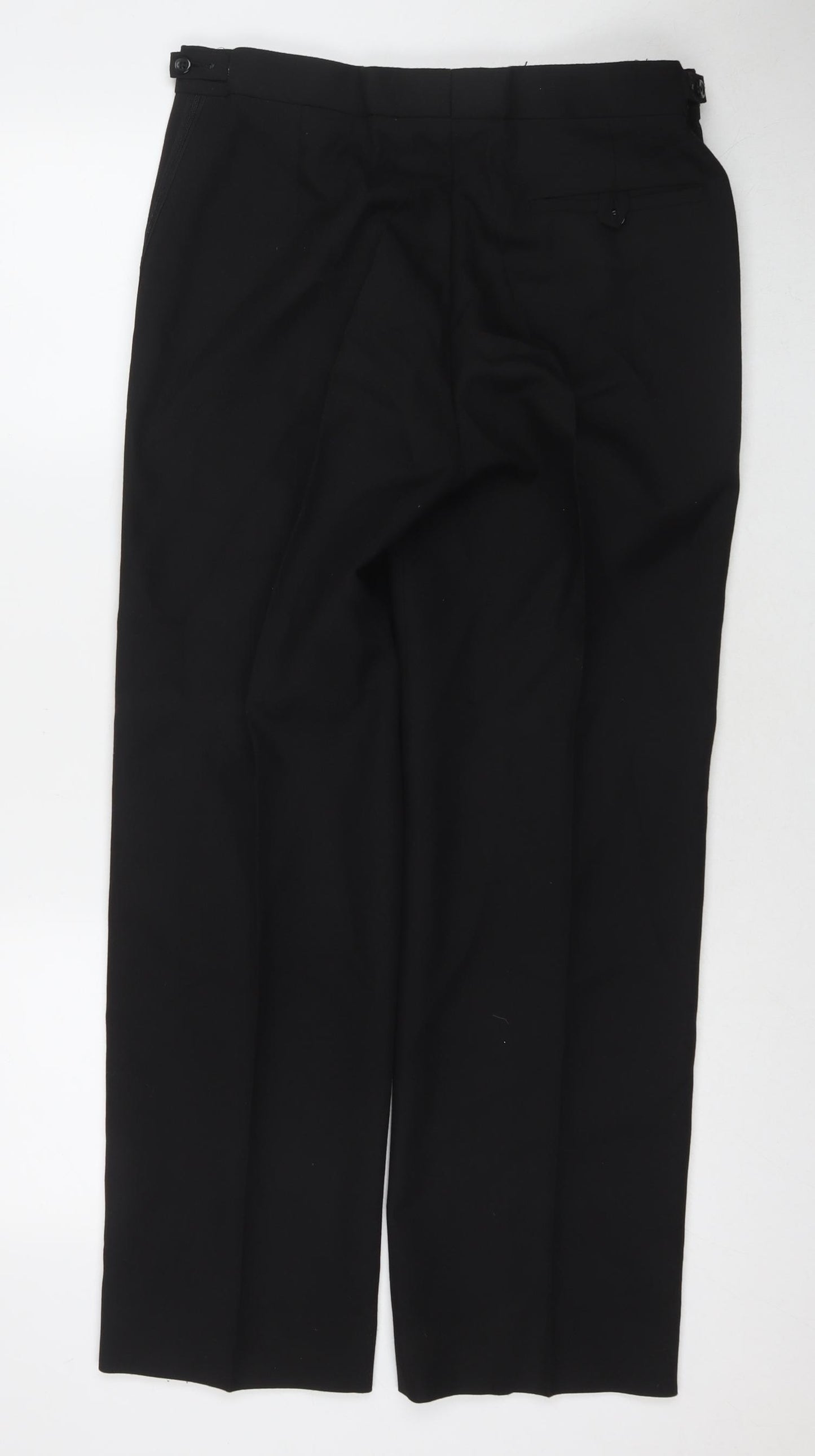Greenwoods Mens Black Wool Dress Pants Trousers Size 34 in L28 in Regular Zip