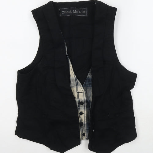 E-vie Womens Black Gilet Waistcoat Size 16 Button