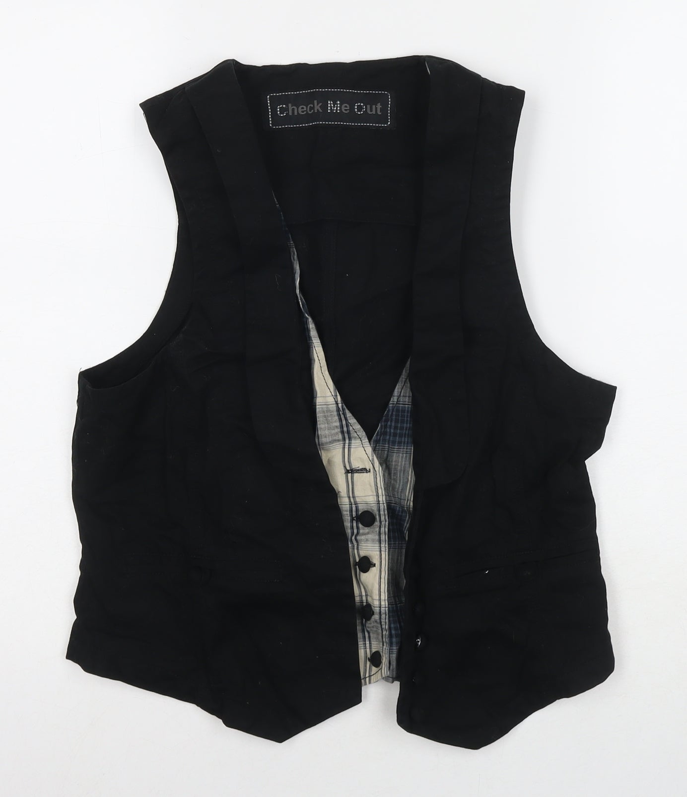 E-vie Womens Black Gilet Waistcoat Size 16 Button