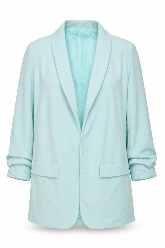 Front view of Boohoo women’s blue jacket blazer, size UK 10