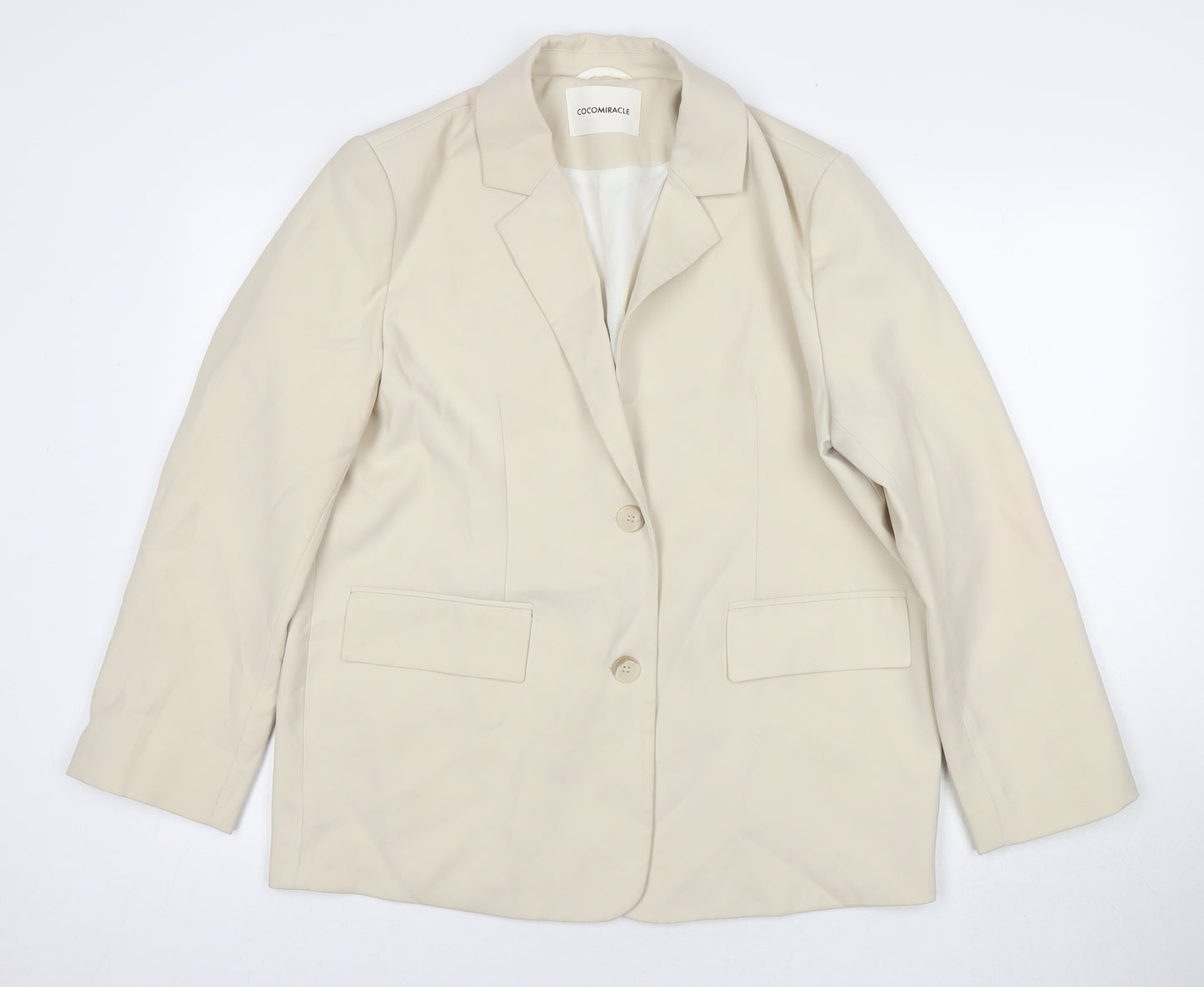 Cocomiricle Womens Beige Jacket Blazer Size L Button