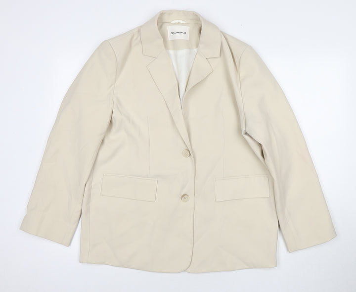 Cocomiricle Womens Beige Jacket Blazer Size L Button