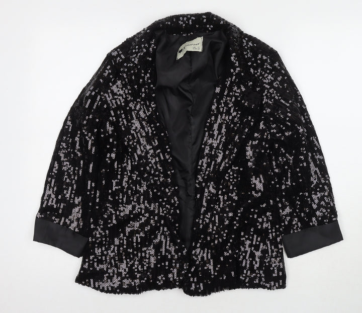 Amour Womens Black Jacket Blazer Size 10 - Sequin Detail