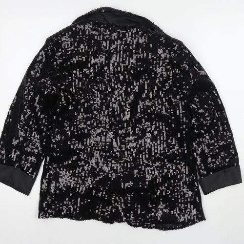 Amour Womens Black Jacket Blazer Size 10 - Sequin Detail