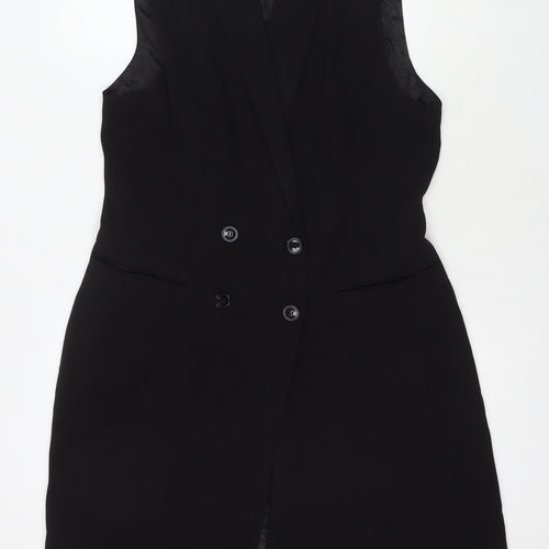 H&M Womens Black Gilet Blazer Size 14 Button