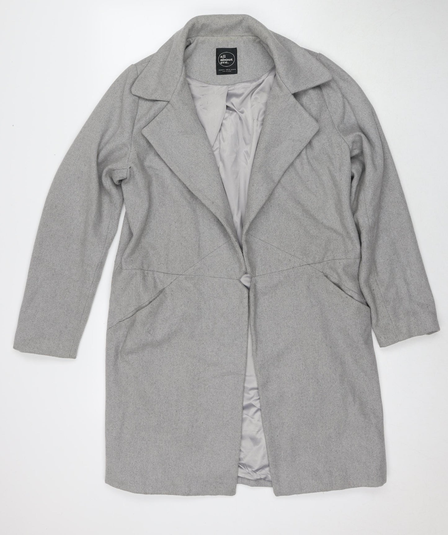 All About Eve Womens Grey Overcoat Coat Size 12
