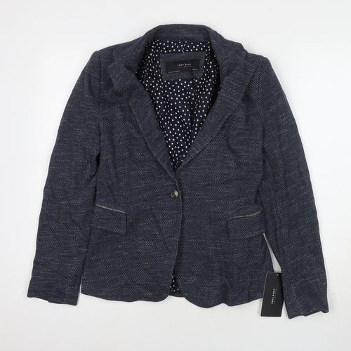 Zara Womens Blue Jacket Blazer Size M Button