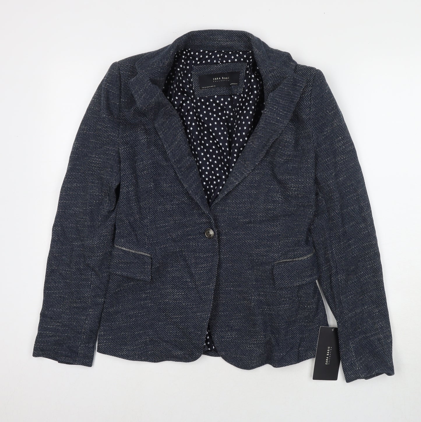 Zara Womens Blue Jacket Blazer Size M Button