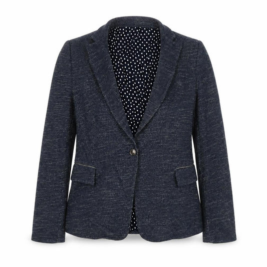 Front view of Zara women’s blue jacket blazer, size M, button