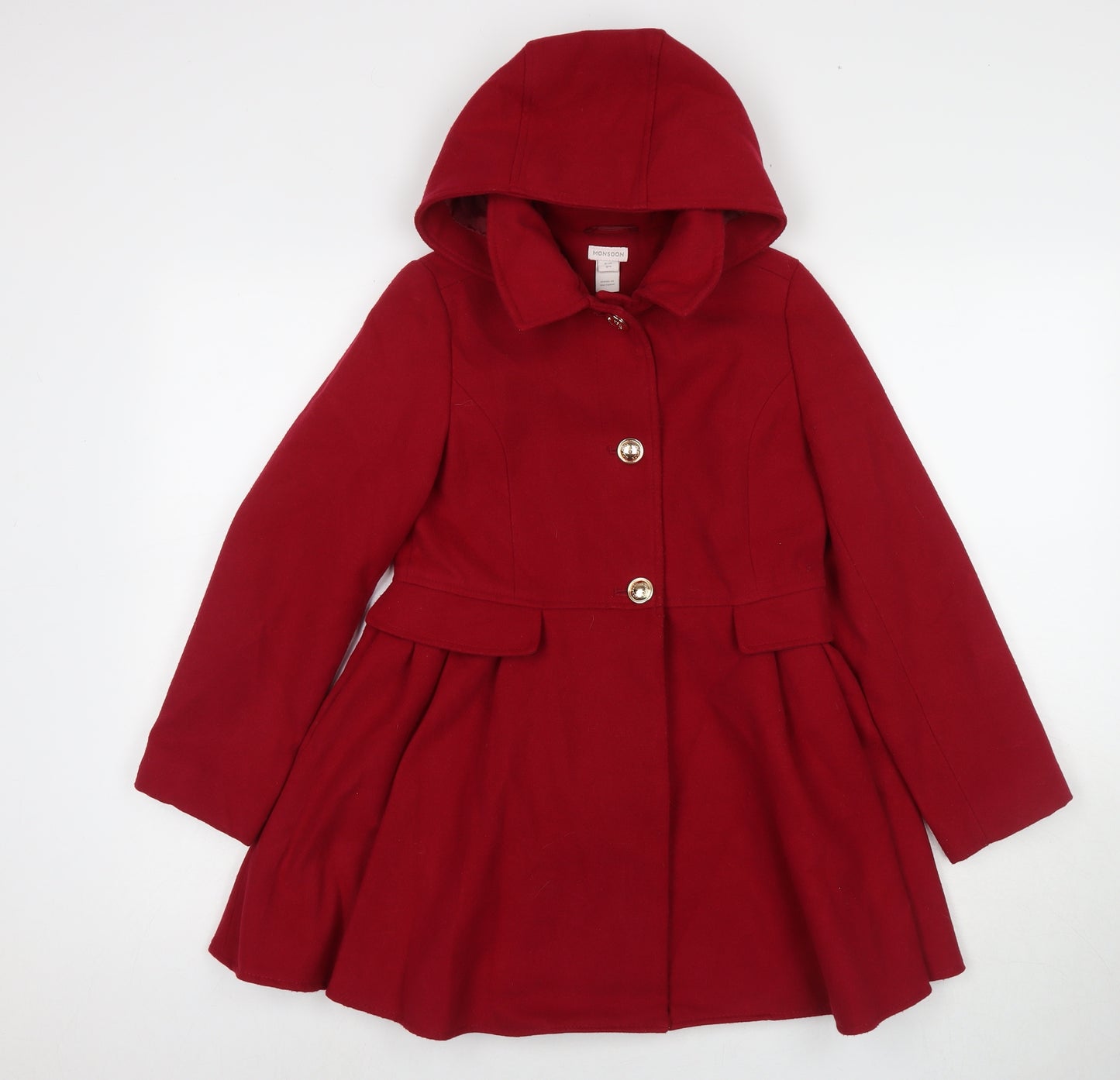 Monsoon Girls Red Pea Coat Coat Size 8-9 Years Pullover