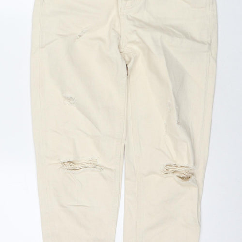 Denim & Co. Womens Beige Cotton Mom Jeans Size 6 L24 in Regular Button