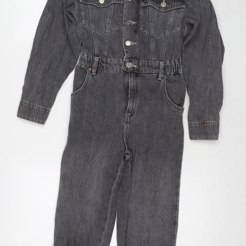 Zara Girls Grey Cotton Jumpsuit One-Piece Size 10 Years L21 in Zip