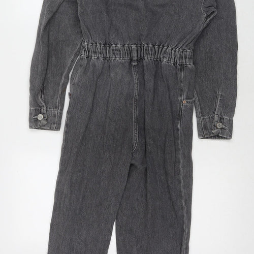Zara Girls Grey Cotton Jumpsuit One-Piece Size 10 Years L21 in Zip