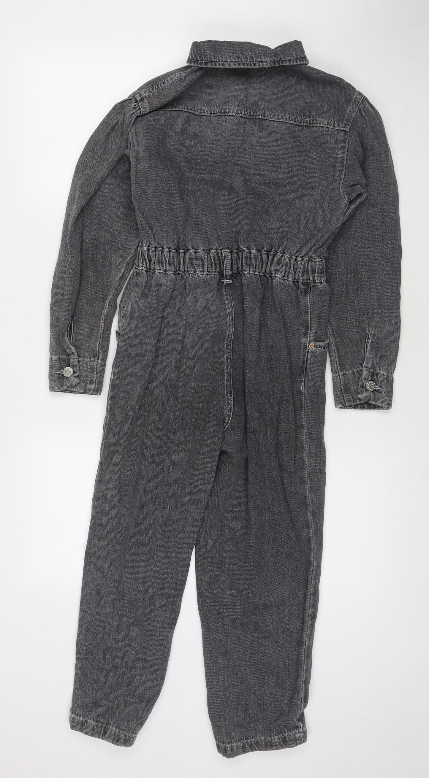 Zara Girls Grey Cotton Jumpsuit One-Piece Size 10 Years L21 in Zip