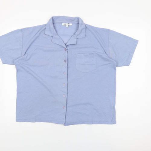 Nature Republic Womens Blue Cotton Basic Button-Up Size L Collared