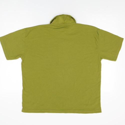 Design Essentials Womens Green Cotton Basic T-Shirt Size M Collared - Size M/L