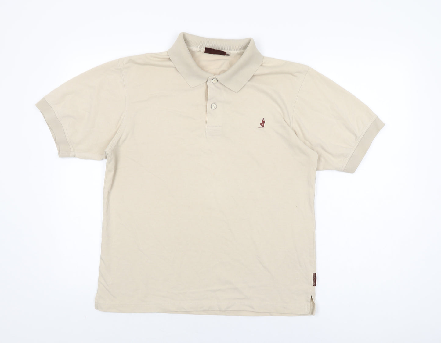 Marlboro Classics Mens Beige Cotton Polo Size L Collared Button