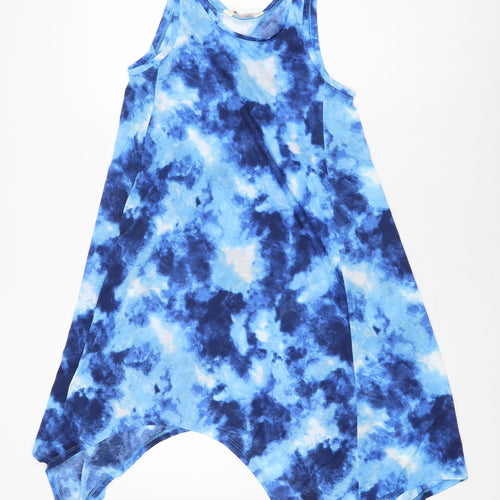 H&M Girls Blue Tie Dye Polyester Shift Size 11-12 Years Round Neck Pullover