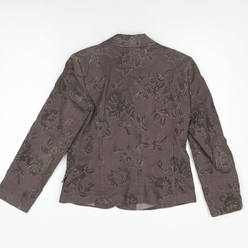 Minuet Womens Brown Floral Jacket Blazer Size 10 Button