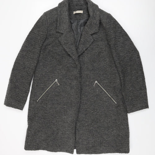 Anthology Womens Grey Overcoat Coat Size 14 Snap