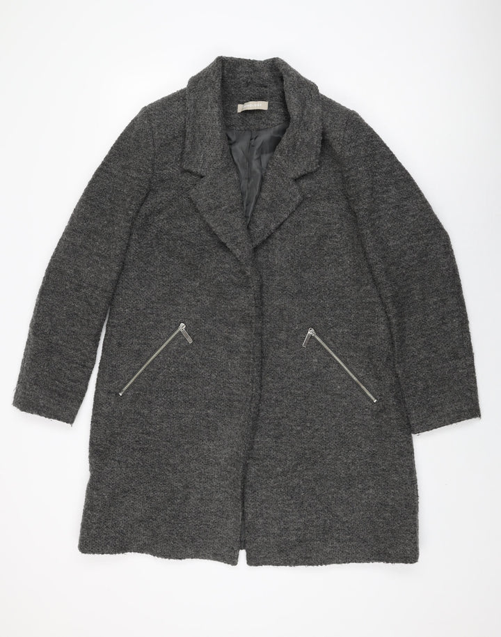 Anthology Womens Grey Overcoat Coat Size 14 Snap