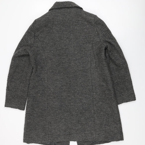 Anthology Womens Grey Overcoat Coat Size 14 Snap