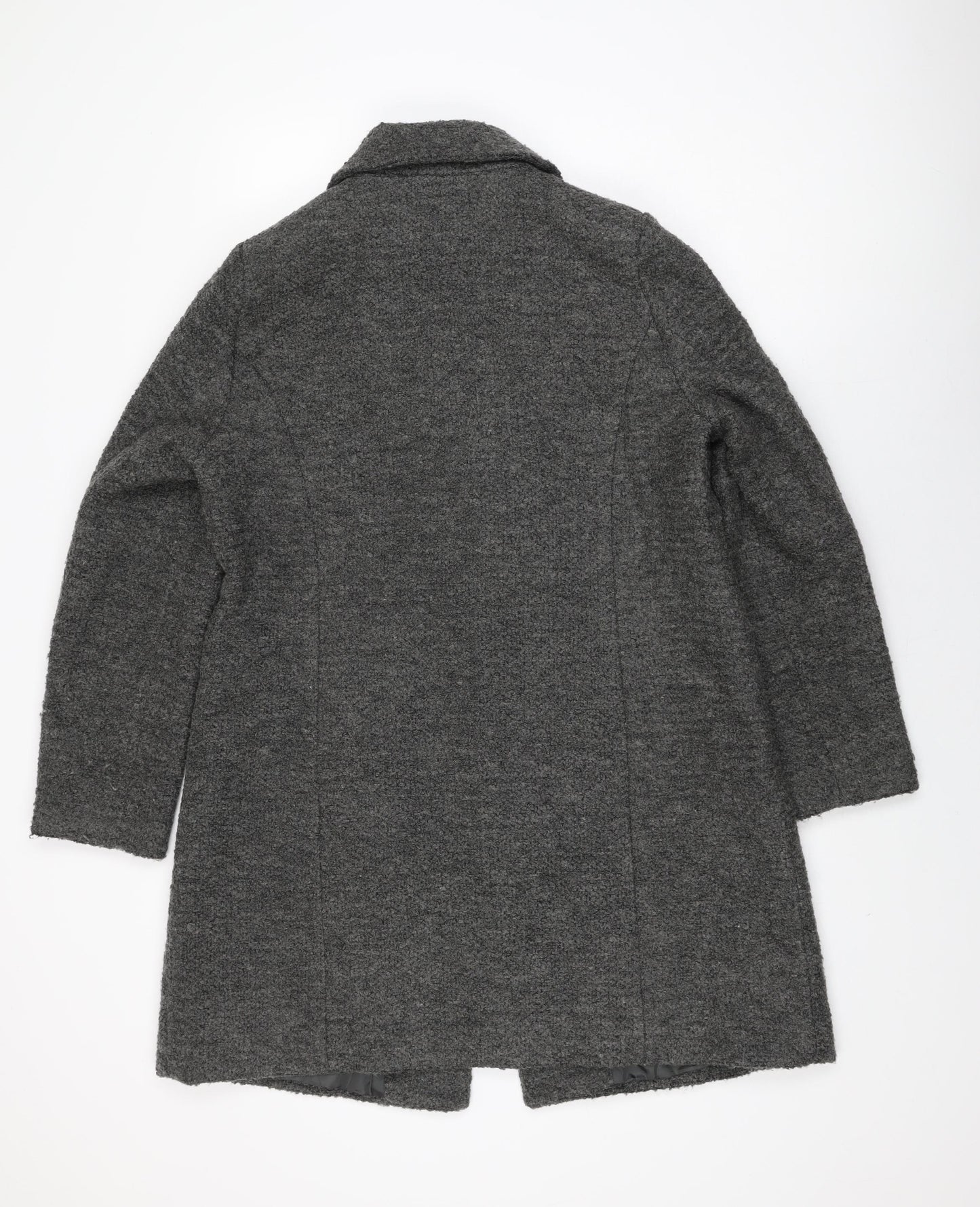 Anthology Womens Grey Overcoat Coat Size 14 Snap