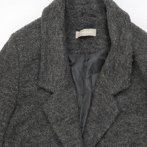 Anthology Womens Grey Overcoat Coat Size 14 Snap