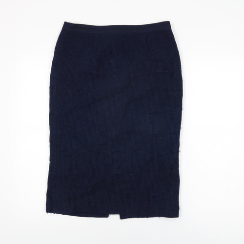 Boden Womens Blue Wool Straight & Pencil Skirt Size 10 Zip