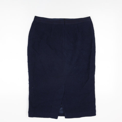 Boden Womens Blue Wool Straight & Pencil Skirt Size 10 Zip