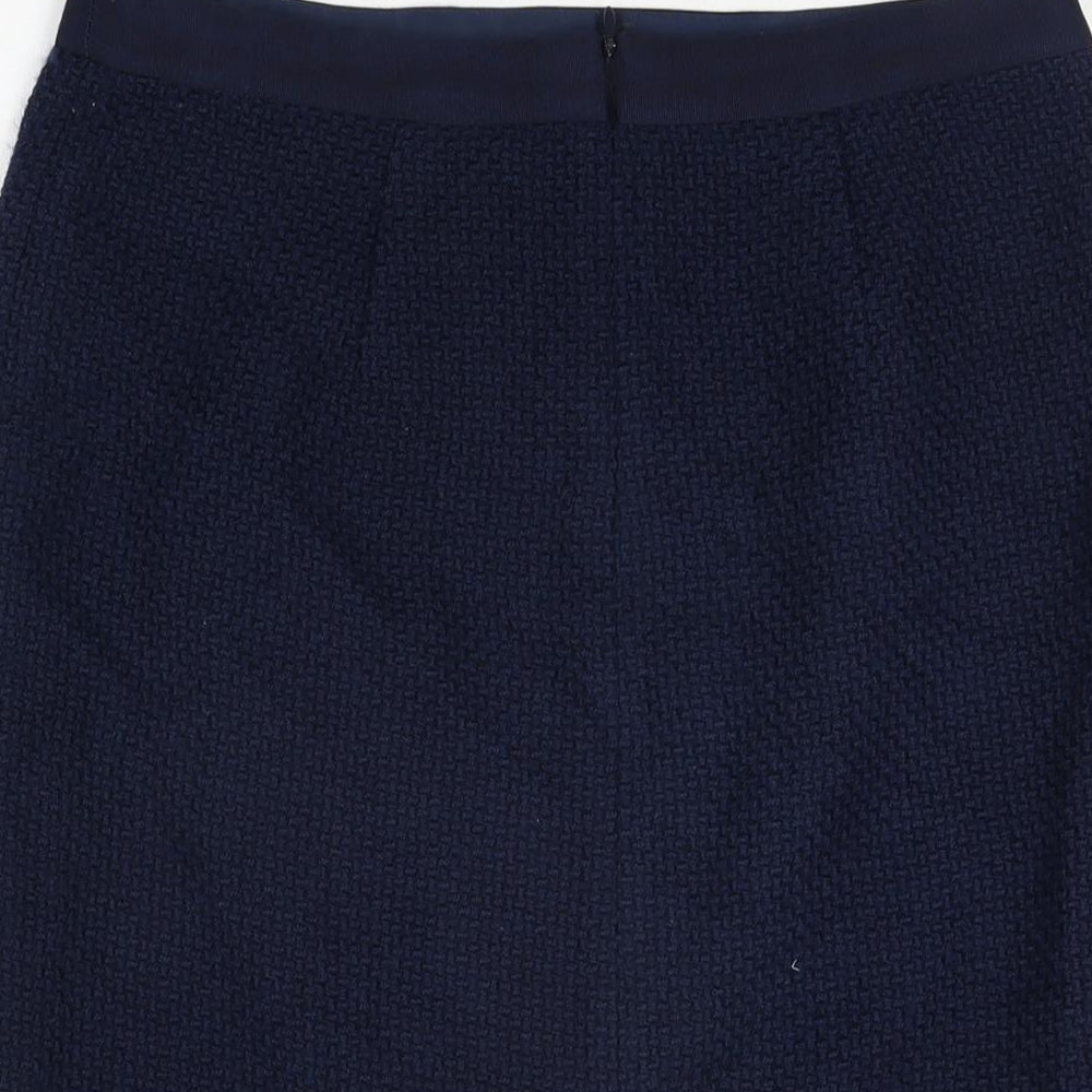 Boden Womens Blue Wool Straight & Pencil Skirt Size 10 Zip