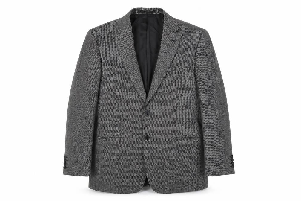 Front view of Marks & Spencer men’s grey wool jacket suit jacket, size 42, regular