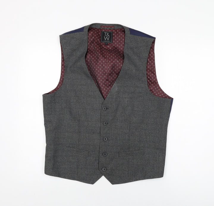 Taylor & Wright Mens Grey Polyester Jacket Suit Waistcoat Size L Regular