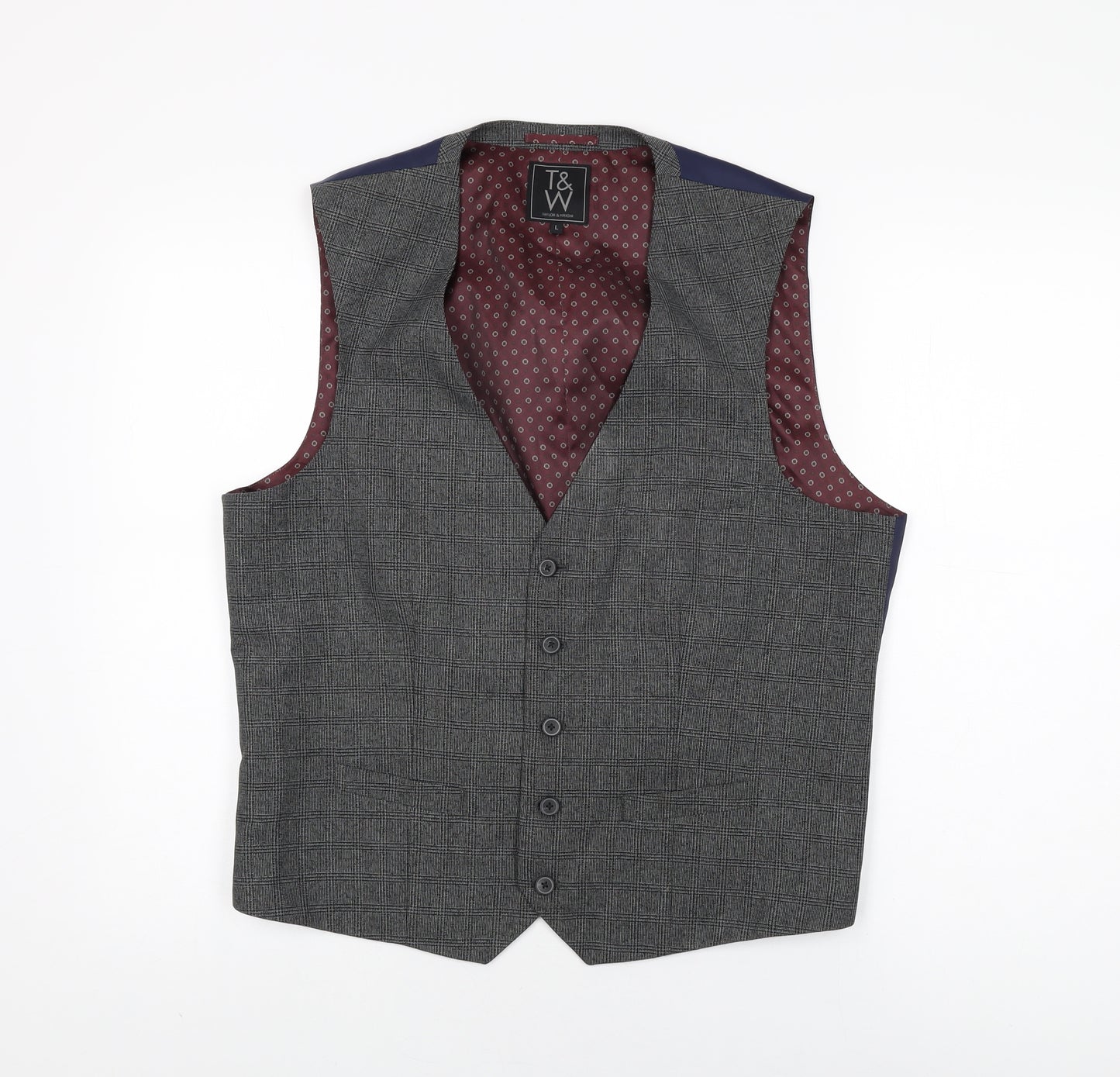 Taylor & Wright Mens Grey Polyester Jacket Suit Waistcoat Size L Regular