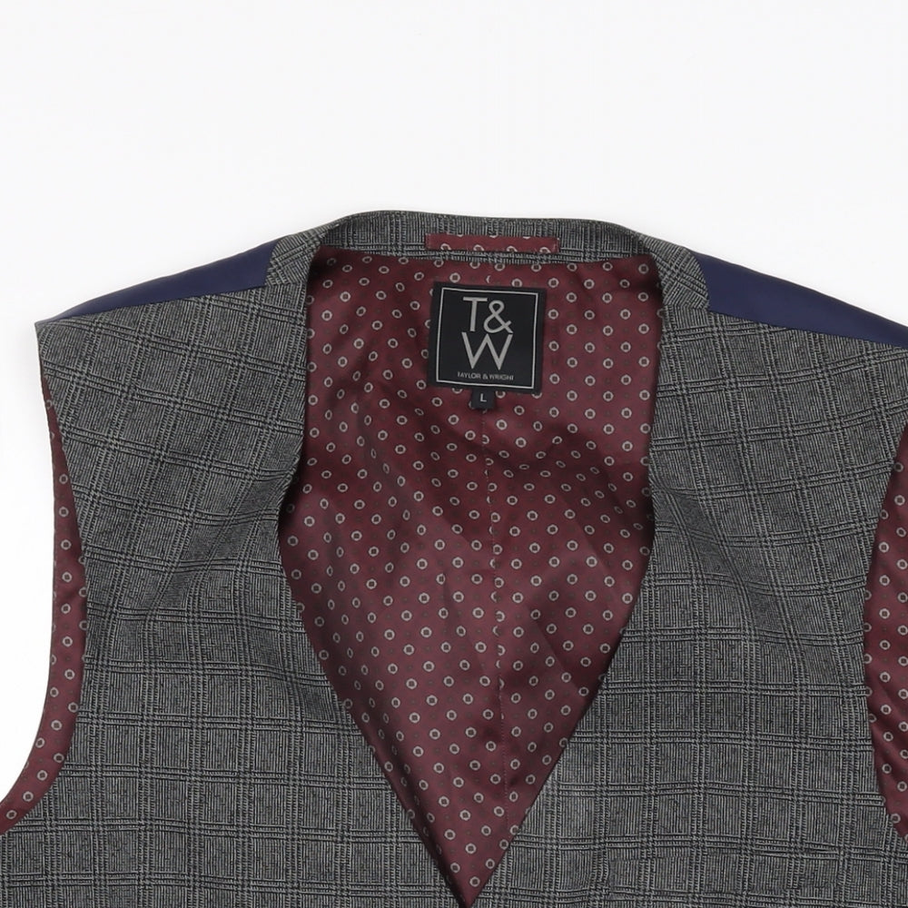 Taylor & Wright Mens Grey Polyester Jacket Suit Waistcoat Size L Regular
