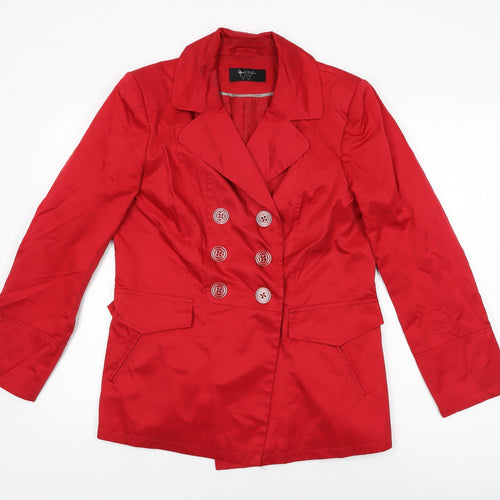 BHS Womens Red Jacket Coat Size 14 Button