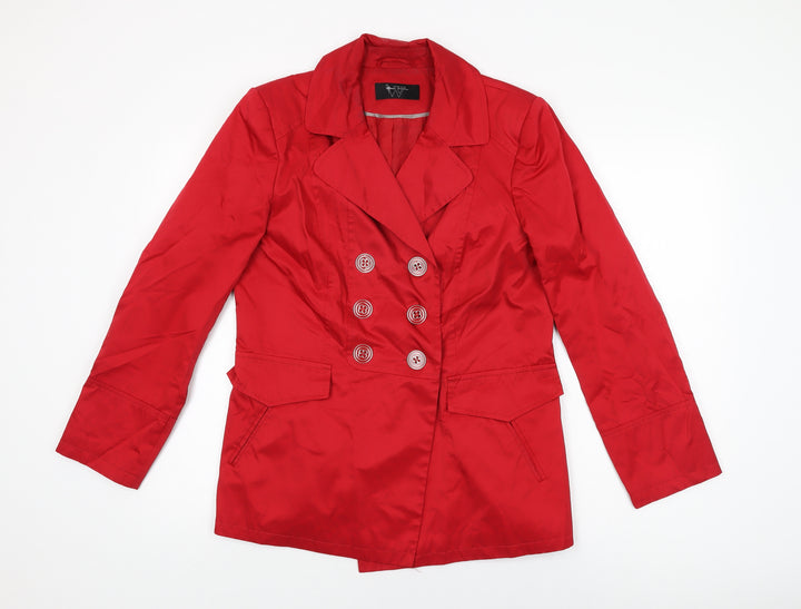 BHS Womens Red Jacket Coat Size 14 Button