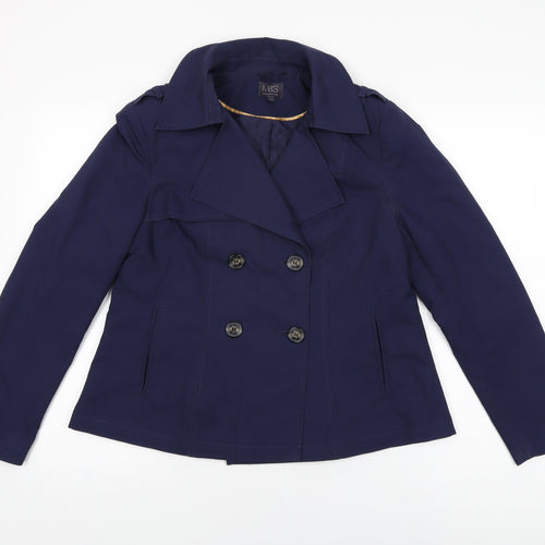Marks and Spencer Womens Blue Jacket Coat Size 12 Button