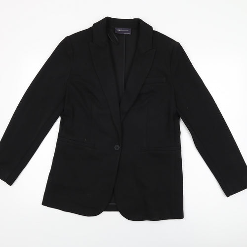 Marks and Spencer Womens Black Jacket Blazer Size 12 Button