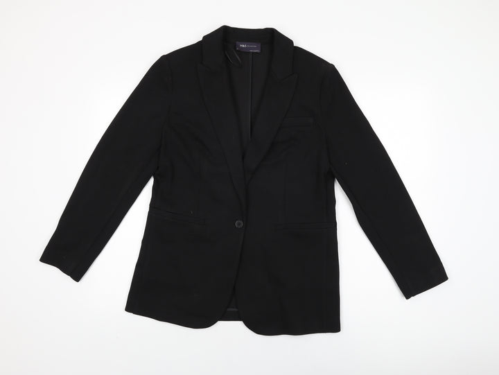 Marks and Spencer Womens Black Jacket Blazer Size 12 Button