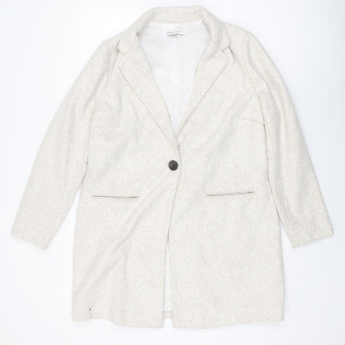 Capsule Womens Beige Overcoat Coat Size 14 Button