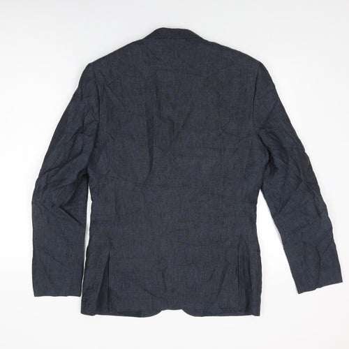 H&M Mens Blue Polyester Jacket Suit Jacket Size 36 Regular