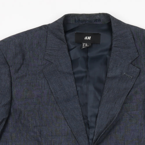 H&M Mens Blue Polyester Jacket Suit Jacket Size 36 Regular